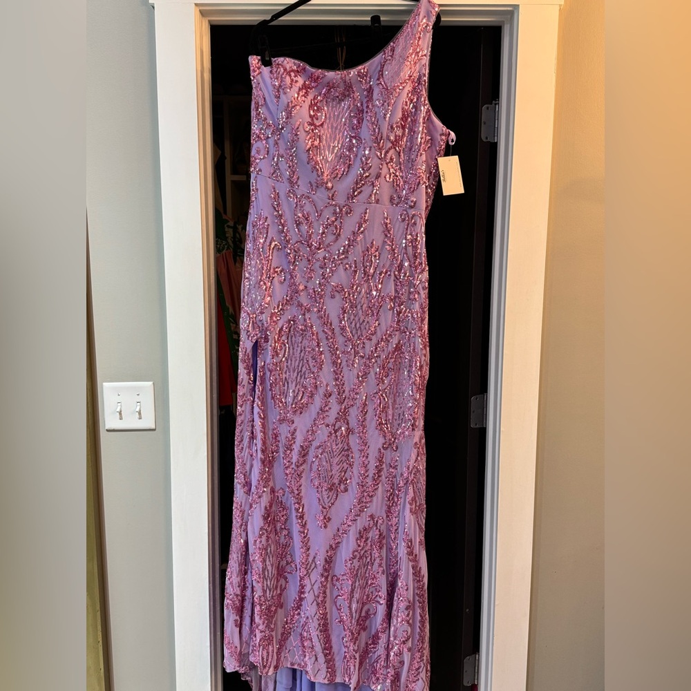 Tease Prom -One Shoulder slim fit , frosty orchid Sequin Dress